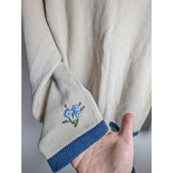 National Wildlife Cardigan Sweater XL Floral Embroidered Cottagecore Grandma Zip - Picture 9 of 11